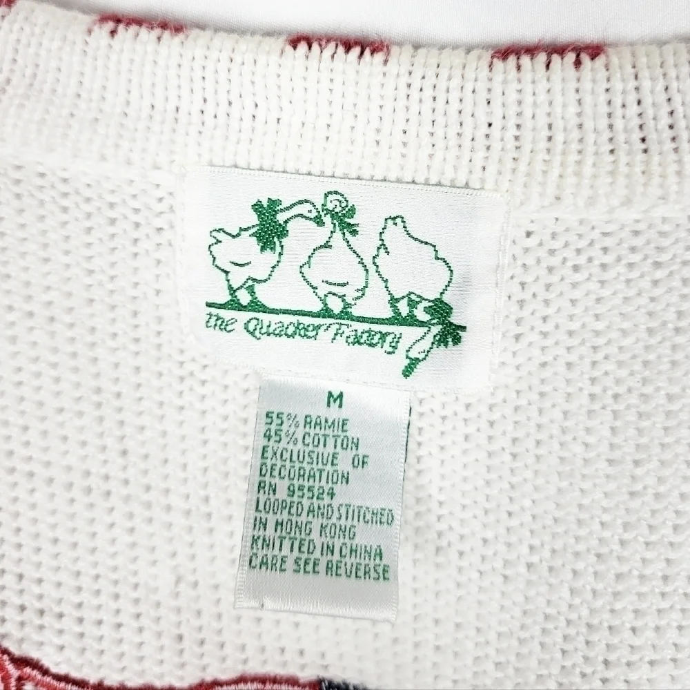 NWOT VTG Quacker Factory embroidered beaded patriotic cardigan sweater America - Picture 8 of 9